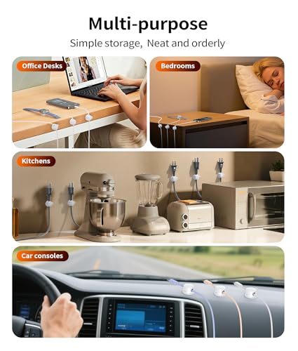 8 Pack 360° Rotatable Cable Clips Cord Organizer,Des | All Products - Image 6