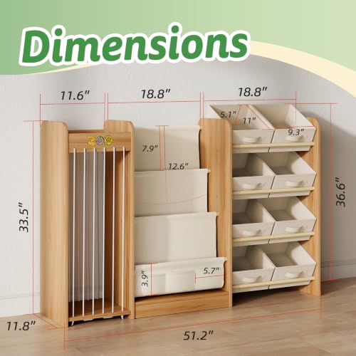 Kids Toy Organizer with Bookshelf & Stuffed Animal Storage, 51'' - Image 3