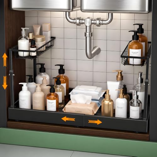 Under Sink Organizer, 2-Tier Slide Out kitchen Storage Metal - Image 2