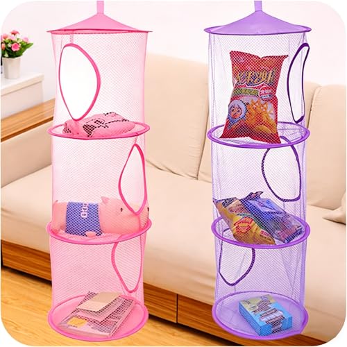 Mesh Hanging Storage Basket with 3 Tiers,Foldable Hanging Storage - Image 3