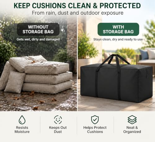 Waterproof Outdoor Patio Cushion Storage Bag with Zipper - Image 5