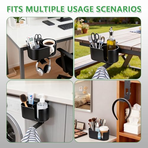 4 in 1 Desk Cup Holder Clamp on Under Desk Headphone Hook - Image 5