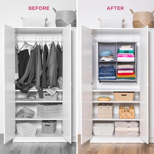 HOLDN’ STORAGE Hanging Closet Organizer with Garment Rod, 4-Shelf - Image 7