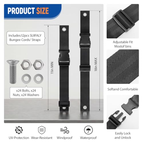 12 Pcs Bear Proof Trash Can Lock Strap for 28-96 Gallon Outdoor - Image 3
