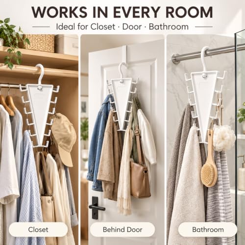 3Pcs V-Shaped Hanger Organizer, 12 Hooks Rotating Closet Hangers - Image 7