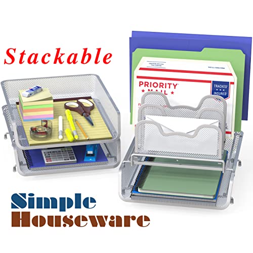 Simple Houseware 3-Tier Stackable Desk Organizer w/ 5" - Image 3