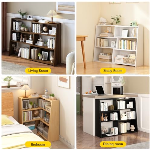 IOTXY Wooden Extendable Shelf Bookcase, 3-Tier Low Bookshelf - Image 7