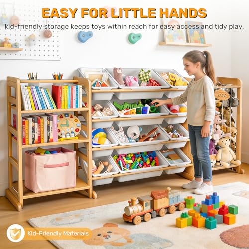65" Large Toy Storage Organizer with Bins Shelves & - Image 6