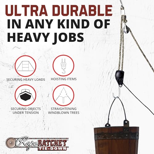 Rope Ratchet 3/8" 20' Solid Braided Rope Block and Tackle - Image 4
