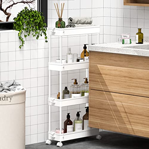 SPACEKEEPER Slim Rolling Storage Cart, 4 Tier Bathroom Cart - Image 6