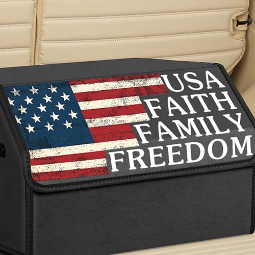 Car Trunk Organizer with Lid, Vintage American Flag USA - Image 7