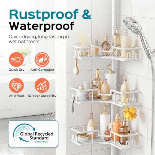 HAMITOR Corner Shower Organizer, 4-Tier Tension Pole | All Products - Image 3