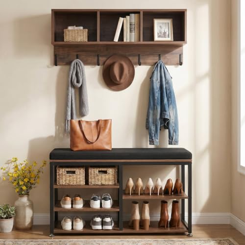 VEVOR Coat Rack with Shoe Bench, 3-in-1 Shoe Coat Rack - Image 2