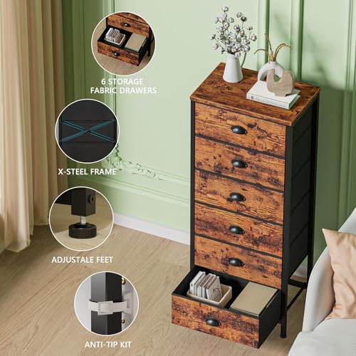 Furnulem Dresser for Bedroom, 6 Bins Tall Fabric Storage Drawers - Image 6