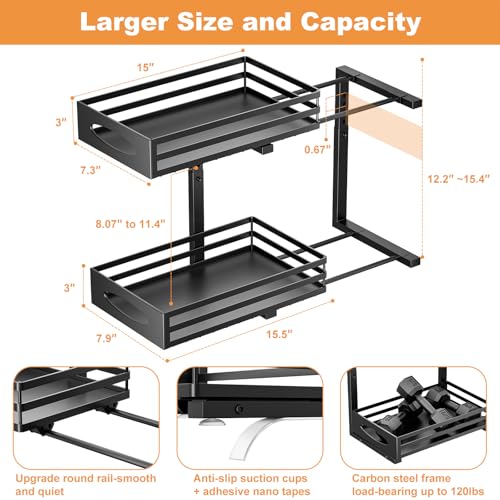 mixeshop Under Sink Organizer, 2 Tier Under Sink Organizers - Image 5
