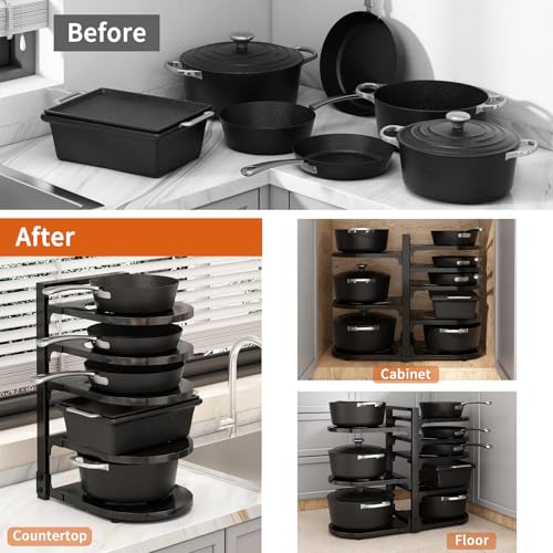 Adjustable Heavy Duty Pots and Pans Organizer Under Cabinet - Image 7