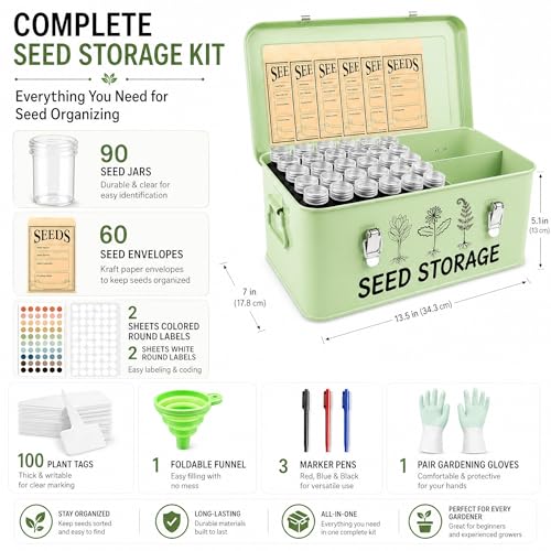 Seed Storage Box – Metal Seed Packet Organizer with Garden - Image 4