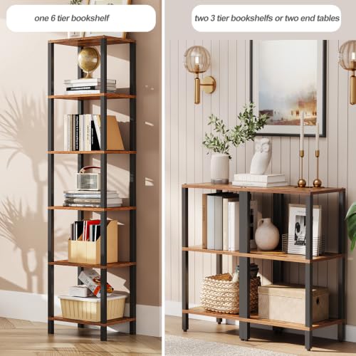 TUTOTAK Bookshelf, 6-Tier Tall Narrow Book Shelf for Small Space - Image 4