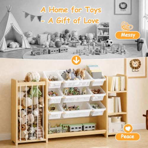 3-in-1 Montessori Toy Organizer with Bookshelf, 9 Clear - Image 7