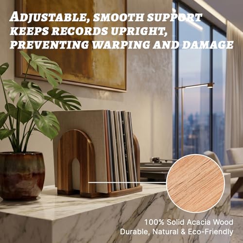 NANXITU Adjustable Vinyl Record Holder,Solid Acacia Wood - Image 7