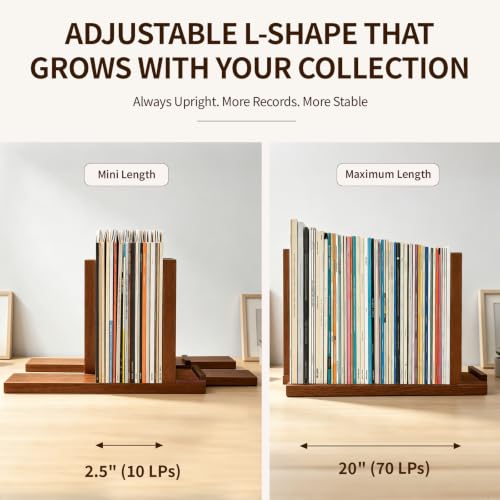 Vinyl Record Stand With Now Playing Display, Adjustable Solid - Image 4