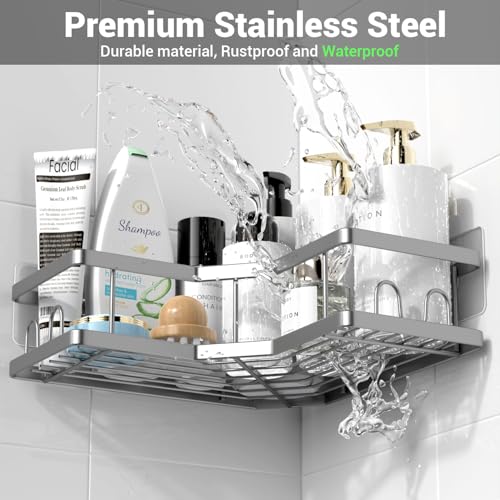 AKTECKE Corner Shower Caddy Bathroom Organizer: Adhesive Shower - Image 6