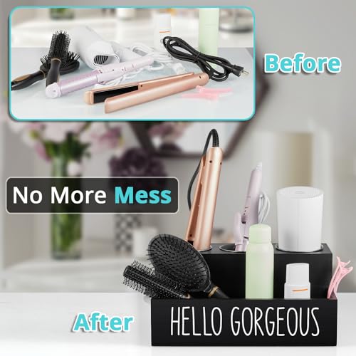 Bivvclaz Hair Tool Organizer, Wooden Hair Dryer Holder Countertop - Image 6