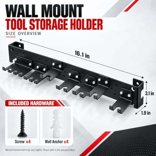 Black Air Tool Holder Wall Mount Pneumatic Rack Organizer - Image 3
