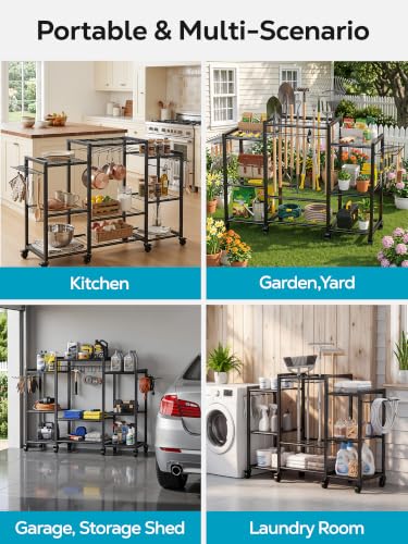 Nieifi Garden Tool Organizer with Wheels, 3 Tier - Image 6