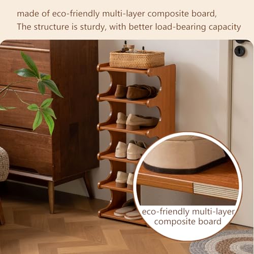 8 Tier Narrow Vertical Wood Shoe Rack, Sturdy Multi-Layer Wood - Image 6