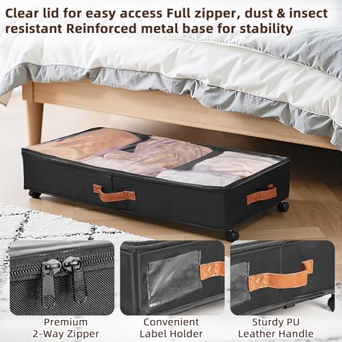 VECELO Under Bed Storage with Wheels, 2 Pack Fully | Home Organization - Image 6
