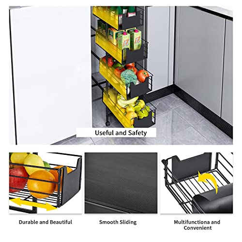 WHIFEA 5 Tier Slim Rolling Cart with Pull-Out Drawers - Image 7