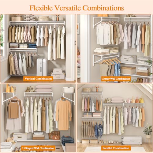 ThreeHio 2 Pack Closet Shelves Wall Mounted, 2.7 ft x - Image 5