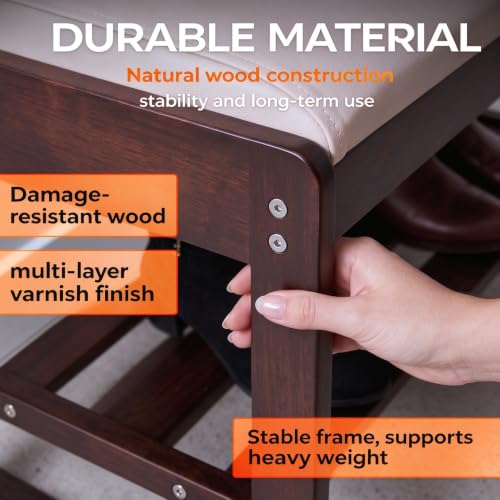 Wood Entryway Bench with Flip Storage Cushion, U-Shaped - Image 7