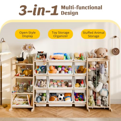 Large Kids Toy Storage Organizer with 12 Plastic Bins, 59 inch - Image 4