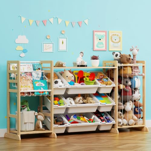 65" Large Toy Storage Organizer with Bookshelf and Stuffed - Image 2