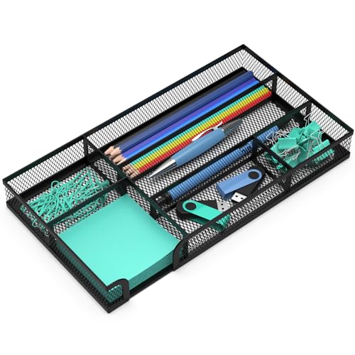Desk Drawer Organizer, Small Metal Mesh Drawer Organizer Tray, Office Pencil Drawer Organizer Accessories for Desktop, Bathroom, Kitchen, Makeup, Vanity - Image 2