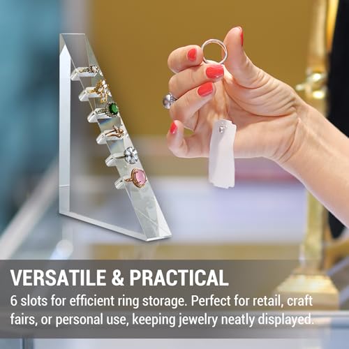 MyGift Premium Clear Acrylic 6-Slot Ring Holder Display - Image 4