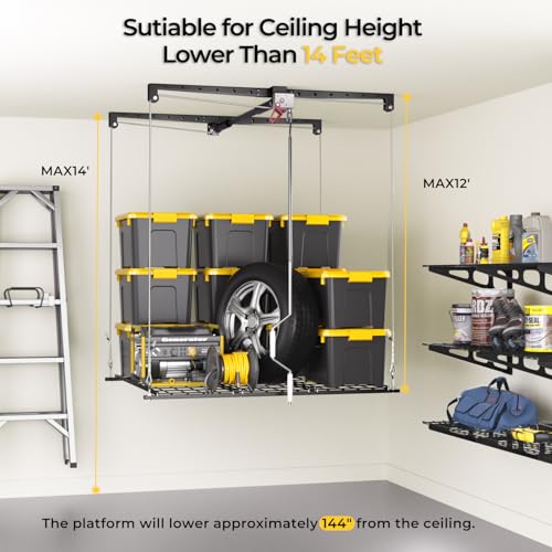 Overhead Garage Storage Rack for 12-14ft Ceiling | Garage Storage - Image 3