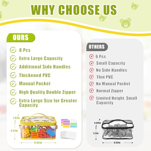 8 Packs Large Clear Toy Storage Bags with Double Zipper & - Image 3