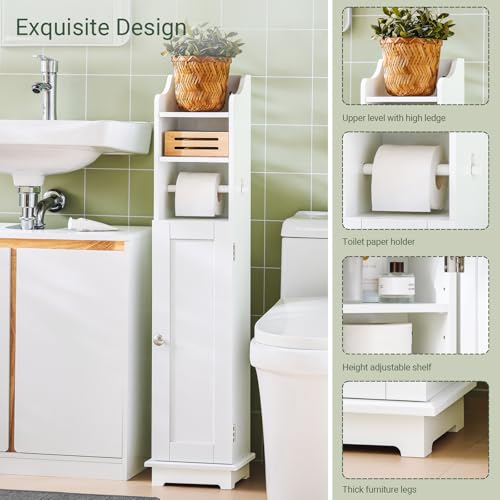 Haotian Toilet Paper Storage Cabinet, 7.8 x 9 x 39 in, White - Image 6