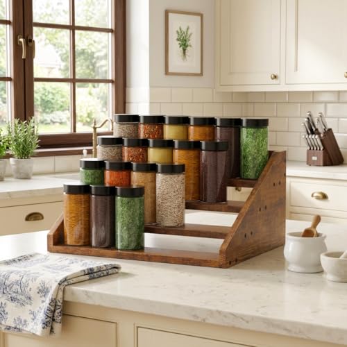 4 Tier Wood Spice Rack Organizer for Cabinet, Super - Image 3