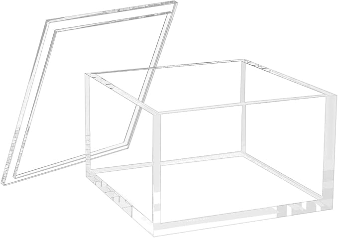 NIUBEE Acrylic Storage Box with Lids, 4‘’ Clear Mult-Purpose Box Square Stackable for Office, Home, Mini Cube Containers for Jewelry,Staples, Mini Toys