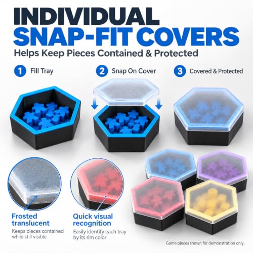 7 Pack Magnetic Hex Board Game Organizer Trays Stackable - Image 6