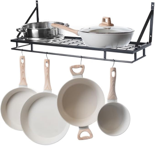 Pot and Pan Shelf – Heavy-Duty Adjustable Cookware Rack for Cabinet or Countertop | Space-Saving Kitchen Organizer for Pots, Pans & Lids Storage