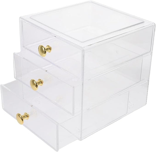 Plano Storage Box Makeup Organizer Desktop Storage Organizer Sturdy Gold Handle