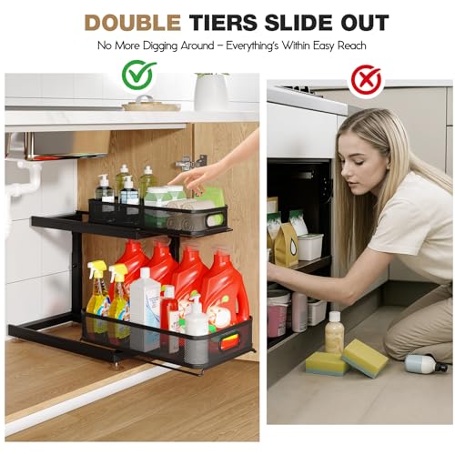 2-Pack Under Sink Storage Organizer with 2-Tier Slide Out - Image 5