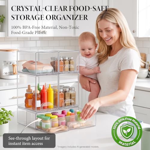 Clear Stackable Storage Drawers 2 Pack Bathroom Makeup Organizer - Image 7