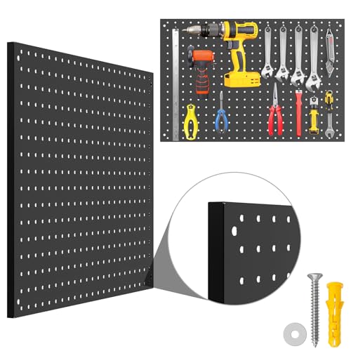 Peg Board, 2 Pack Metal Pegboard Panels Black Pegboards - Image 5