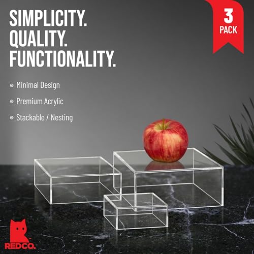 Red Co. Crystal Clear Small Acrylic Cubic Display Riser Stands - Image 3